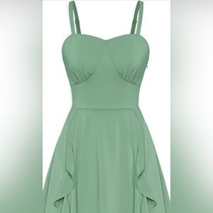 Sage Green Sleeveless Fit-and-Flare Dress